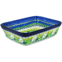 Polish Pottery 10" Rectangular Baker. Hand made in Poland. Pattern U5014 designed by Maria Starzyk.