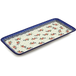 Polish Pottery 13" Rectangular Serving Dish. Hand made in Poland and artist initialed.