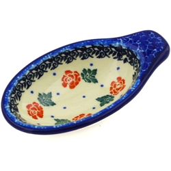 Polish Pottery 4" Spoon Rest. Hand made in Poland and artist initialed.