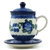 Polish Pottery 8 oz. Herbal Mug, Infuser and Plate. Hand made in Poland and artist initialed.
