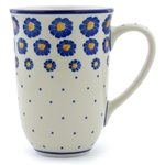 Polish Pottery 17 oz. Bistro Mug. Hand made in Poland and artist initialed.