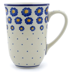 Polish Pottery 17 oz. Bistro Mug. Hand made in Poland and artist initialed.