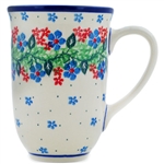 Polish Pottery 17 oz. Bistro Mug. Hand made in Poland and artist initialed.