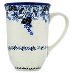 Polish Pottery 17 oz. Bistro Mug. Hand made in Poland and artist initialed.