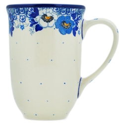 Polish Pottery 17 oz. Bistro Mug. Hand made in Poland and artist initialed.