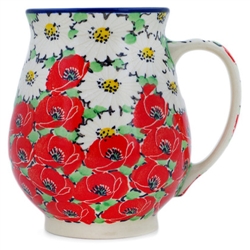 Polish Pottery 16 oz. Mug. Hand made in Poland. Pattern U5070 designed by Maria Starzyk.