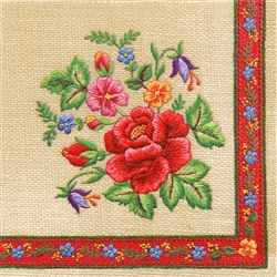 Polish Folk Art Luncheon Napkins (package of 20)  'Roses Mountain  Embroidery - Folk II'