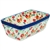 Polish Pottery 8" Loaf Pan. Hand made in Poland. Pattern U5003 designed by Teresa Liana.