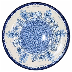 Polish Pottery 9.5" Soup / Pasta Plate. Hand made in Poland. Pattern U1407 designed by Krystyna Dacyszyn.