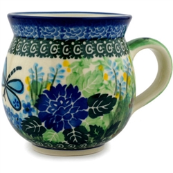 Polish Pottery 11 oz. Bubble Mug. Hand made in Poland. Pattern U2021p designed by Teresa Liana.