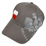 Polska Cap - Gray With Silver Offset Eagle,  Flag And Map