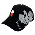 Polska Cap - Black With Silver Offset Eagle, Flag And Map