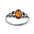 Cognac Amber Sterling Silver Butterfly Ring