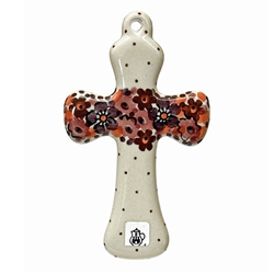 Polish Pottery 5" Cross. Hand made in Poland. Pattern U4650 designed by Teresa Liana.