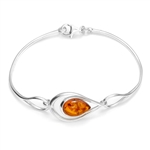 Honey Amber and Silver Cuff Bracelet  7" - 8"