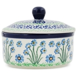 Polish Pottery 5" Round Butter Dish. Hand made in Poland and artist initialed.