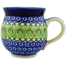 Polish Pottery 11 oz. Bubble Mug. Hand made in Poland and artist initialed.