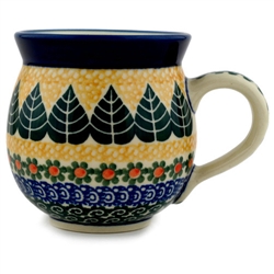 Polish Pottery 11 oz. Bubble Mug. Hand made in Poland and artist initialed.