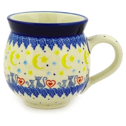 Polish Pottery 11 oz. Bubble Mug. Hand made in Poland and artist initialed.