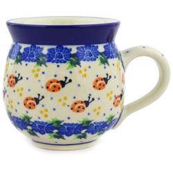 Polish Pottery 11 oz. Bubble Mug. Hand made in Poland and artist initialed.