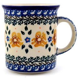 Polish Pottery 8 oz. Everyday Mug. Hand made in Poland and artist initialed.