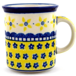 Polish Pottery 8 oz. Everyday Mug. Hand made in Poland and artist initialed.