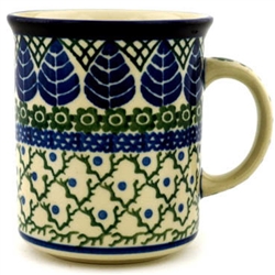 Polish Pottery 8 oz. Everyday Mug. Hand made in Poland and artist initialed.