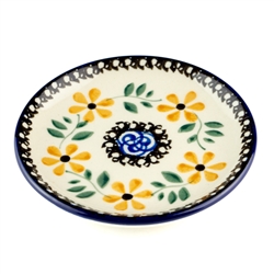 Polish Pottery 4" Plate. Hand made in Poland and artist initialed.