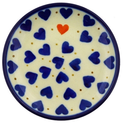 Polish Pottery 4" Plate. Hand made in Poland and artist initialed.