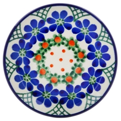 Polish Pottery 4" Plate. Hand made in Poland and artist initialed.