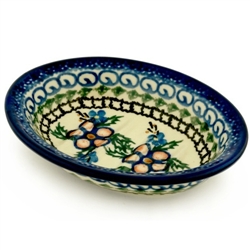 Polish Pottery 5.5" Soap Dish. Hand made in Poland and artist initialed.