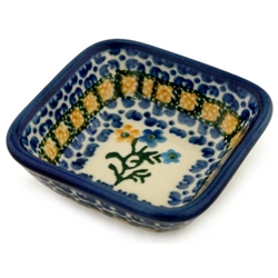 Polish Pottery 3" Condiment Dish. Hand made in Poland and artist initialed.