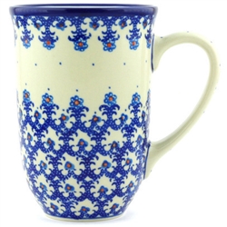 Polish Pottery 17 oz. Bistro Mug. Hand made in Poland and artist initialed.