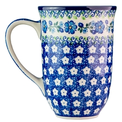 Polish Pottery 17 oz. Bistro Mug. Hand made in Poland and artist initialed.