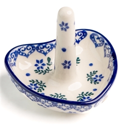 Polish Pottery 3" Ring Holder. Hand made in Poland and artist initialed.