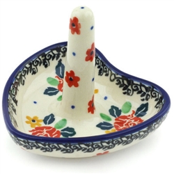 Polish Pottery 3" Ring Holder. Hand made in Poland and artist initialed.