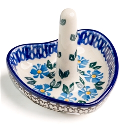 Polish Pottery 3" Ring Holder. Hand made in Poland and artist initialed.