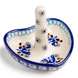 Polish Pottery 3" Ring Holder. Hand made in Poland and artist initialed.