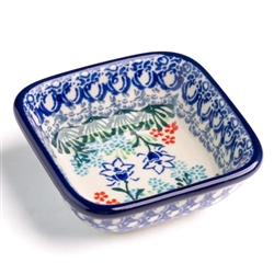 Polish Pottery 3" Condiment Dish. Hand made in Poland and artist initialed.