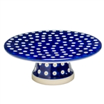 Polish Pottery 8" Cake Plate/Stand. Hand made in Poland and artist initialed.