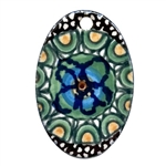 Unikat Polish Pottery Stoneware Oval Pendant 2 in. U151