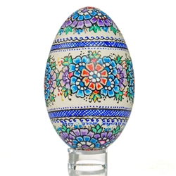 Hand Painted Opole Style Goose Egg - Blue And Gold