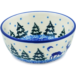 Polish Pottery 5" Ice Cream Bowl. Hand made in Poland and artist initialed.