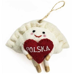 Polska Heart Pierogi Felted Wool Ornament