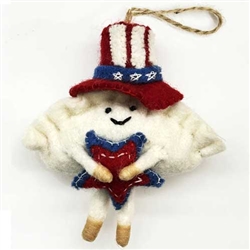 Patriotic Pierogi Felted Wool Ornament