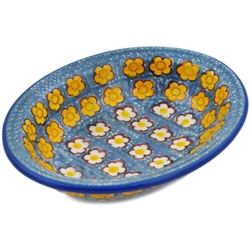 Polish Pottery 5.5" Soap Dish. Hand made in Poland. Pattern U4957 designed by Maria Starzyk.