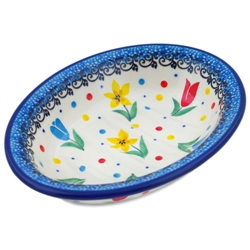 Polish Pottery 5.5" Soap Dish. Hand made in Poland. Pattern U4975 designed by Teresa Liana.