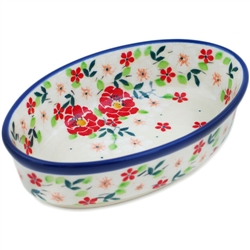 Polish Pottery 6" Baking Dish. Hand made in Poland. Pattern U4793 designed by Teresa Liana.