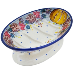 Polish Pottery 6" Pedestal Soap Dish. Hand made in Poland. Pattern U4741 designed by Maria Starzyk.