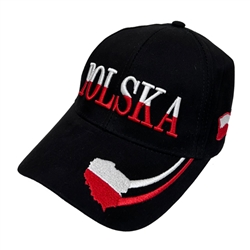 Polska Cap - Black, White And Red With Map And Flag